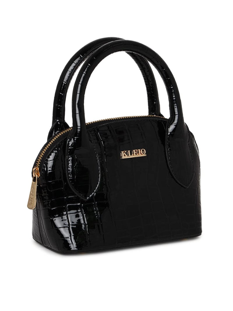 KLEIO Designer Solid Chic Sling Handbag for Women - Black - Image 5